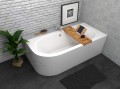 Badewanne Eckbadewanne Avita 170x75 cm rechts + Bambusablage schwarze Kopfstütze (id: 1641)