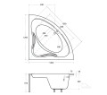 Badewanne Eckwanne Mia 120 x 120 cm + Kopfkissen Mare (id: 1649)
