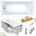 Badewanne Acrylwanne Rechteck Tami 190 x 90 cm + Ablage Bambus Styroporverkleidung