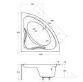 Badewanne Eckwanne Mia 130x130 cm + Kopfkissen Mare (id: 1655)