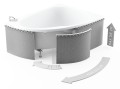 Badewanne Eckwanne Mia 120x120 cm + Kopfkissen Sole (id: 1657)