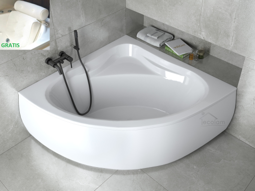 Badewanne Eckwanne Mia 130x130 cm + Kopfkissen Sole (id: 1658)