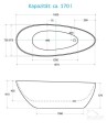 Freistehende Badewanne 160 x 70 cm Ablauf Click Clack Mineralguss Goya + Kopfkissen Sole (id: 1661)