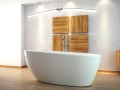 Freistehende Badewanne 170 x 72 cm Ablauf Click Clack Mineralguss Goya + Kopfkissen Sole (id: 1662)