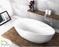 Freistehende Badewanne 170 x 72 cm Ablauf Click Clack Mineralguss Goya + Kopfkissen Sole (id: 1662)