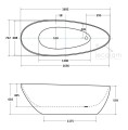 Freistehende Badewanne 170 x 72 cm Ablauf Click Clack Mineralguss Goya + Kopfkissen Sole (id: 1662)