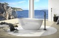Freistehende Badewanne 170 x 72 cm Ablauf Click Clack Mineralguss Goya + Kopfkissen Sole (id: 1662)