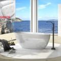 Freistehende Badewanne 170 x 72 cm Ablauf Click Clack Mineralguss Goya + Kopfkissen Sole (id: 1662)
