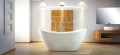 Freistehende Badewanne 160 x 70 cm Ablauf Click Clack Mineralguss Viya + Kopfkissen Sole (id: 1663)
