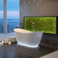 Freistehende Badewanne 170 x 72 cm Ablauf Click Clack Mineralguss Viya + Kopfkissen Sole (id: 1665)