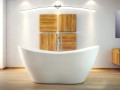 Freistehende Badewanne 170 x 72 cm Ablauf Click Clack Mineralguss Viya + Kopfkissen Sole (id: 1665)