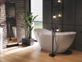 Freistehende Badewanne 170 x 72 cm Ablauf Click Clack Mineralguss Viya + Kopfkissen Sole (id: 1665)