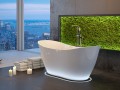 Freistehende Badewanne 170 x 72 cm Ablauf Click Clack Mineralguss Viya + Kopfkissen Sole (id: 1665)