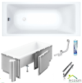 Badewanne Acrylwanne Rechteck Tami 190x90 cm LED-Styroporverkleidung