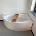Badewanne Eckwanne Carmen 170x100 cm rechts Ablage Bambus + Siphon Viega