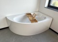 Badewanne Eckwanne Carmen 170x100 cm rechts Ablage Bambus + Siphon Viega