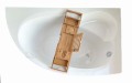 Badewanne Eckwanne Carmen 170x100 cm rechts Ablage Bambus + Siphon Viega
