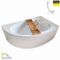 Badewanne Eckwanne Carmen 170x100 cm rechts Ablage Bambus + Siphon Viega