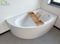 Badewanne Eckwanne Carmen 170x100 cm rechts Ablage Bambus + Siphon Viega
