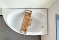 Badewanne Eckwanne Carmen 170x100 cm rechts Ablage Bambus + Siphon Viega