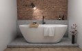 freistehende Badewanne 170x70 cm Moya Standbadewanne Mineralguss + Ablage Bambus (id: 1690)