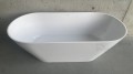 freistehende Badewanne 170x70 cm Moya Standbadewanne Mineralguss + Ablage Bambus (id: 1690)