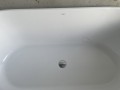 freistehende Badewanne 170x70 cm Moya Standbadewanne Mineralguss + Ablage Bambus (id: 1690)