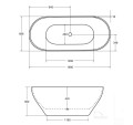 freistehende Badewanne 170x70 cm Moya Standbadewanne Mineralguss + Ablage Bambus (id: 1690)