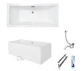 Badewanne Rechteck Quadro 175 x 80 cm optional: Kopfstützen (id: 1695)