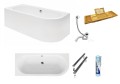 Badewanne Eckbadewanne Avita 160x75 cm links + ABLAGE BADEWANNENBRETT BAMBUS (id: 927)