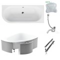 Badewanne Eckbadewanne Avita 160x75 cm rechts + Kopfkissen Mare (id: 1617)