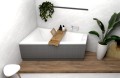 Badewanne Eckbadewanne Trapez 150 x 100 cm Rita links + Ablage Bambus