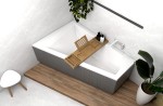 Badewanne Eckbadewanne Trapez 160 x 100 cm Rita links + Ablage Bambus