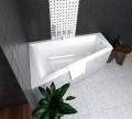 Badewanne Eckbadewanne Trapez 160 x 100 cm Rita links + Ablage Bambus