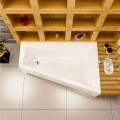 Badewanne Eckbadewanne Trapez 160 x 100 cm Rita rechts + Ablage Bambus