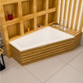 Badewanne Eckbadewanne Trapez 160 x 100 cm Rita rechts + Ablage Bambus