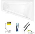Badewanne Eckbadewanne Trapez 160 x 100 cm Rita rechts + Ablage Bambus