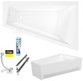 Badewanne Eckbadewanne Trapez 160 x 100 cm Rita rechts + Ablage Bambus