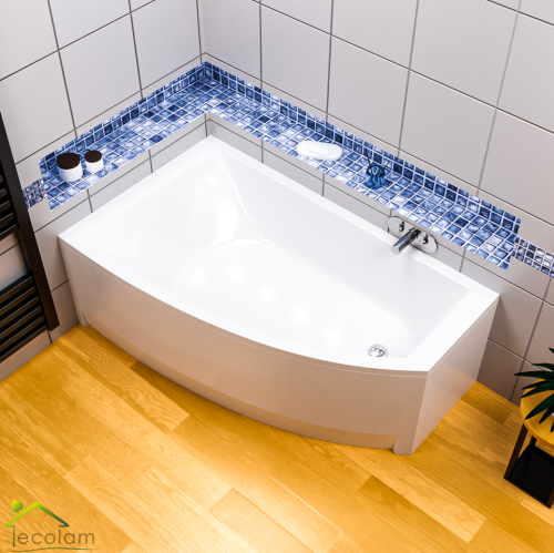 Badewanne Acrylwanne Eckwanne Hela 150x90 cm links + Siphon Viega