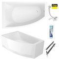 Badewanne Acrylwanne Eckwanne Hela 150x90 cm links + Siphon Viega