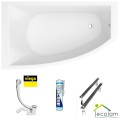 Badewanne Acrylwanne Eckwanne Hela 150x90 cm links + Siphon Viega
