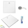 flache Duschwanne Duschtasse Brausewanne Max 80 x 80 x 5,5 cm + Siphon