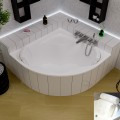 Badewanne Eckbadewanne Selma 140x140 cm + Kopfkissen Sole + Siphon Viega