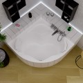 Badewanne Eckbadewanne Selma 140x140 cm + Kopfkissen Sole + Siphon Viega