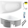 Badewanne Acrylwanne Eckwanne Hela 150x90 cm links + Siphon Viega