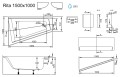 Badewanne Eckbadewanne Trapez 150 x 100 cm Rita links
