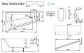 Badewanne Eckbadewanne Trapez 160 x 100 cm Rita links + Ablage Bambus
