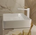 Waschtischarmatur Armatur Wasserhahn weiß gold hoch Alanis (id: 1754)