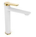 Waschtischarmatur Armatur Wasserhahn weiß gold hoch Alanis (id: 1754)