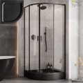SET Duschkabine Zarya + Duschwanne Duschtasse Brausewanne Alex 90x90 Dusche schwarz black Stein Effekt (id: 1768)